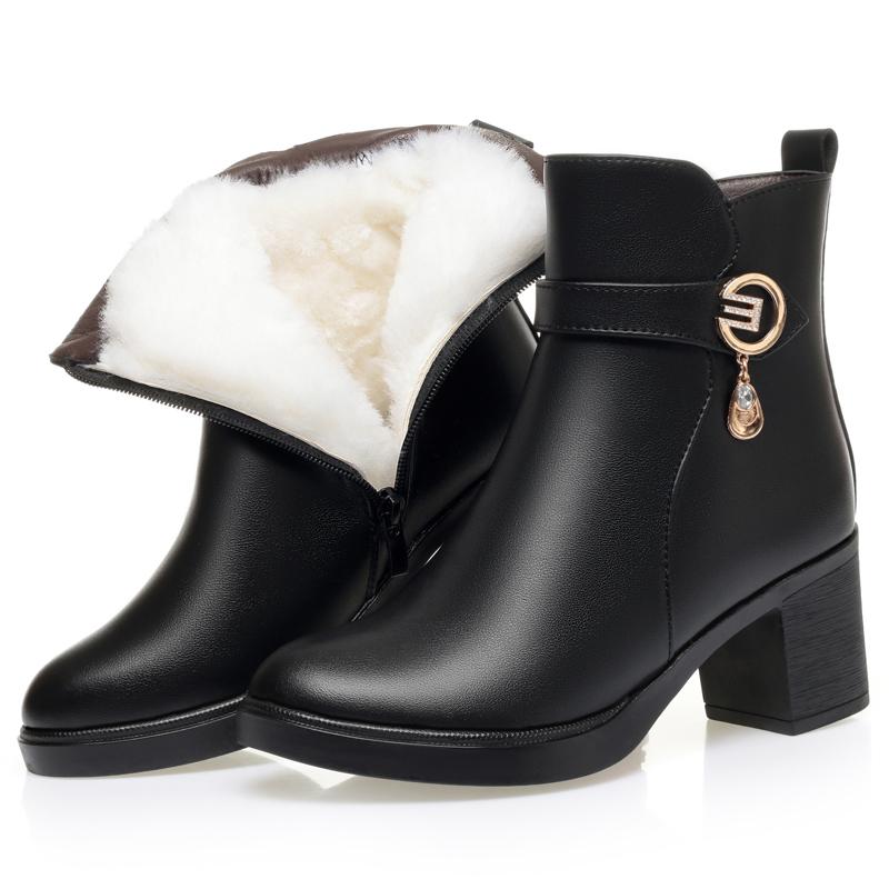 Fashion AIYUQI Women's High Heel Boots 2025 Winter Wool Warm Women's Dress Boots Non-slip Stylish Women's Ankle Boots