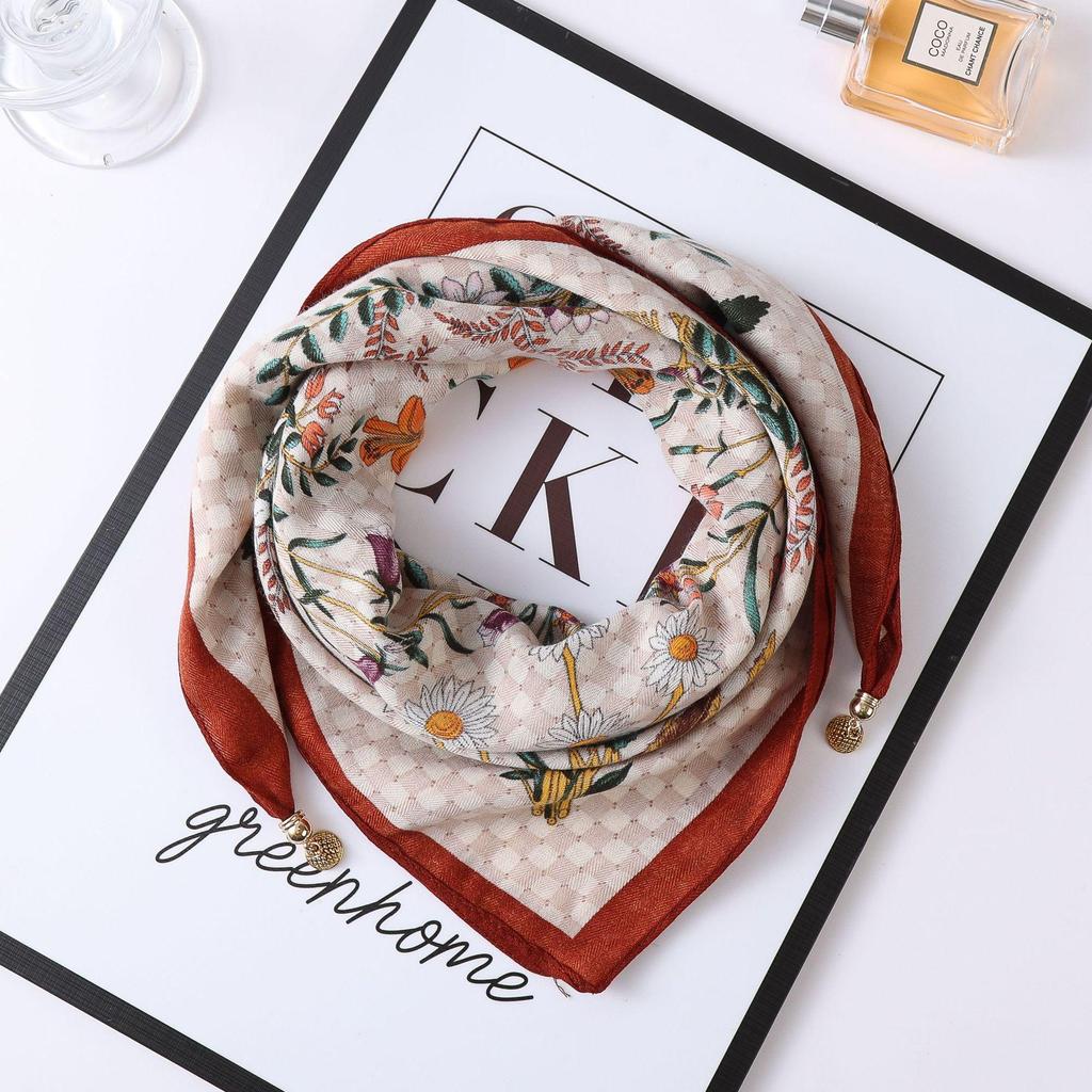 Осенне-зимний шелковый шарф в западном стиле с корейским акцентом в виде магнитного золотого шарика