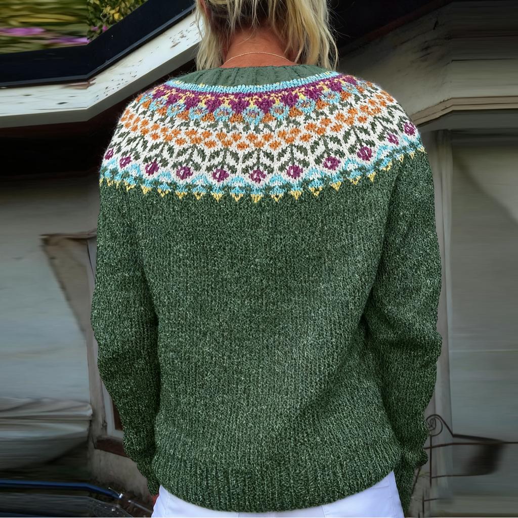 Кардиганы в стиле Fair Isle для женщин, с круглым вырезом, свободного кроя, на пуговицах, объемный свитер, с открытой передней частью, повседневная вязаная куртка на осень