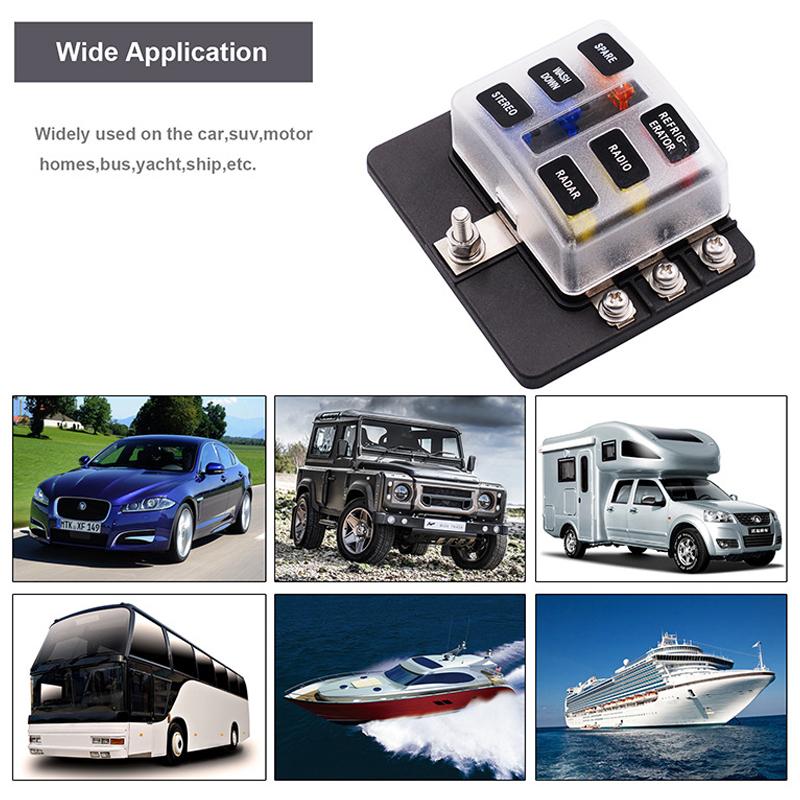 Держатель блока предохранителей для автомобиля и лодки с 6-позиционным лезвием, модифицированный держатель предохранителя, блок предупредительного индикатора, 12 В, 24 В, плата распределительной панели питания