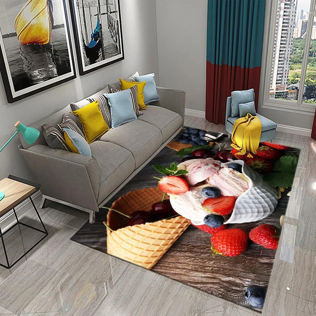 Ковер Мороженое Десертный Узор Коврики для Гостиной Детской Спальни Коврик для Веранды Кухонные Нескользящие Коврики Декор Прихожей Ковер