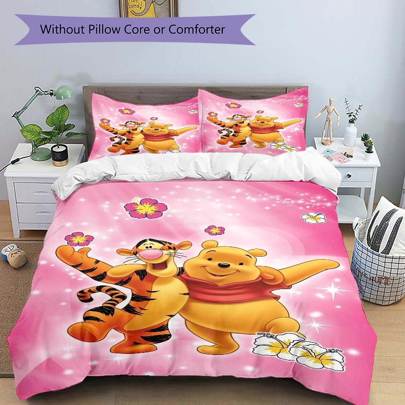 Piglet Tigger Pink Print 3Pcs Bedding Setduvet Cover With 2 Bedropillowcase Home Birthday Gift