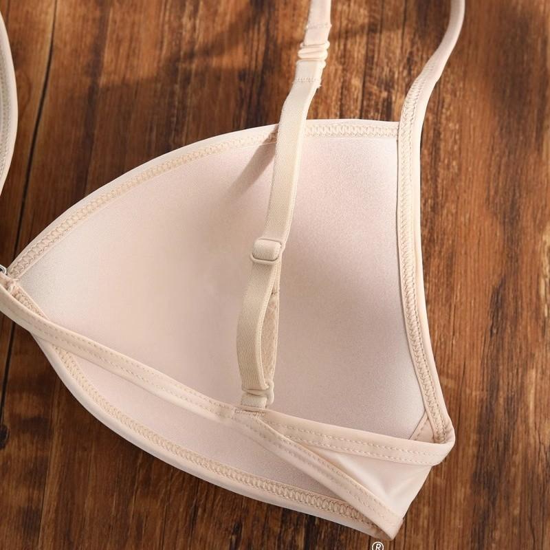 Allofme Женское французское нижнее белье с треугольными чашками Бесшовное и беспроводное нижнее белье Красивый бюстгальтер сзади