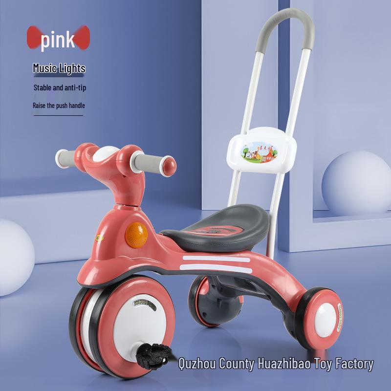 Lightweight Children's Tricycle with Music, Push Handle, and Pedals
