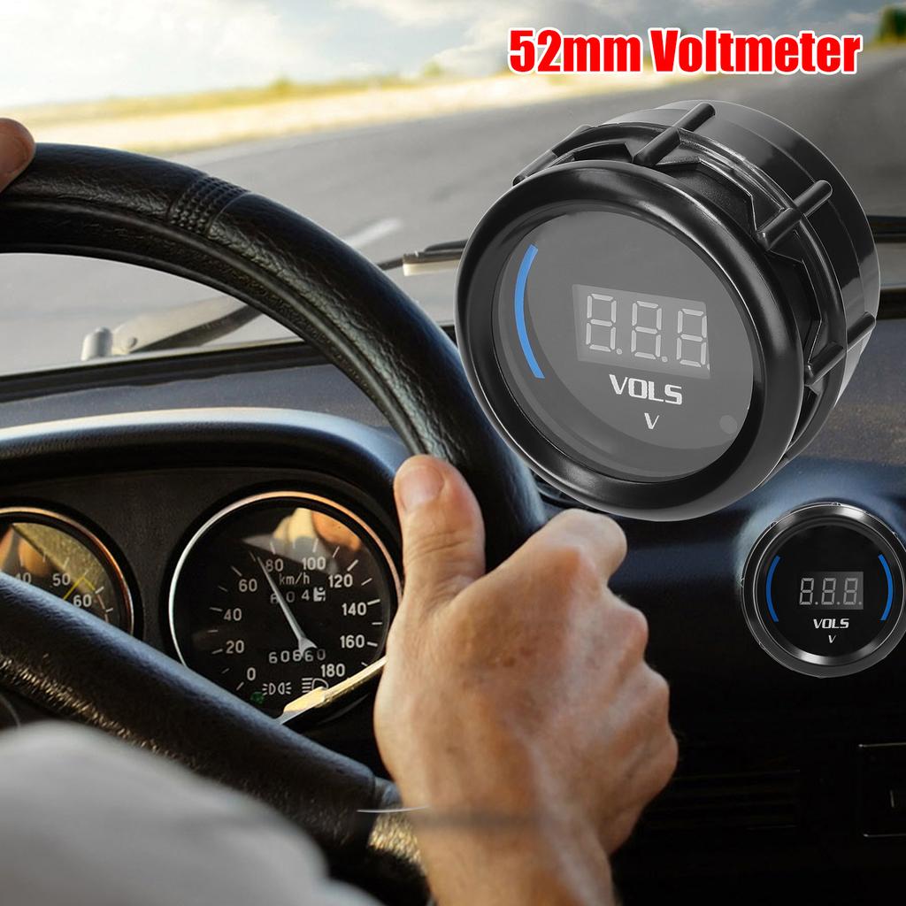 52mm Voltmeter Voltage Gauge Car Digital Meter LED Display 8-18V with Alarm Function for Car Truck