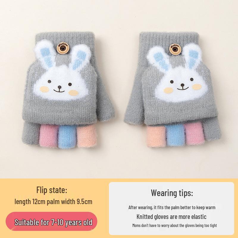 Cozy Cartoon Crocodile Flip-Top Kids' Gloves