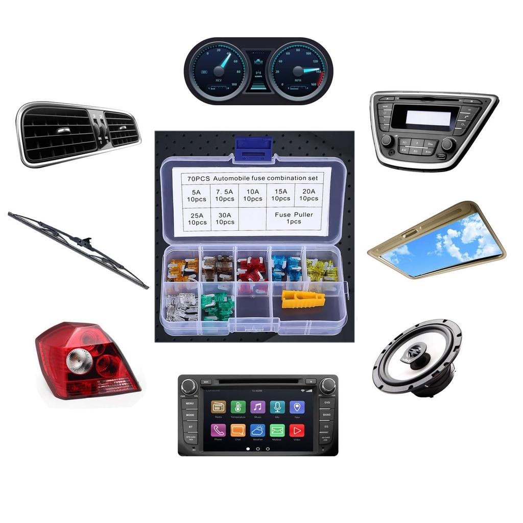 Предохранители Cluoling Low Profile, 70 шт. Автомобильные предохранители, Мини-плоские предохранители, Маленькие предохранители