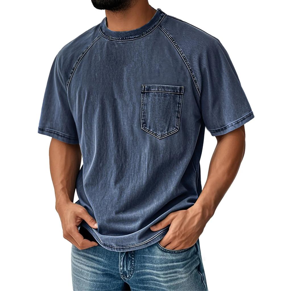 Men'S Fashionable Lapel And Shoulder Length Short Sleeved Casual Top