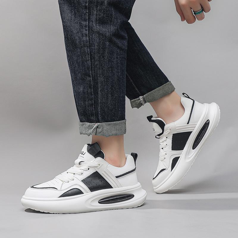 Мужские весенние и осенние туфли на воздушной подушке, мужские белые туфли, увеличивающие рост, дышащие, повседневные, спортивные, на толстой подошве, папины туфли