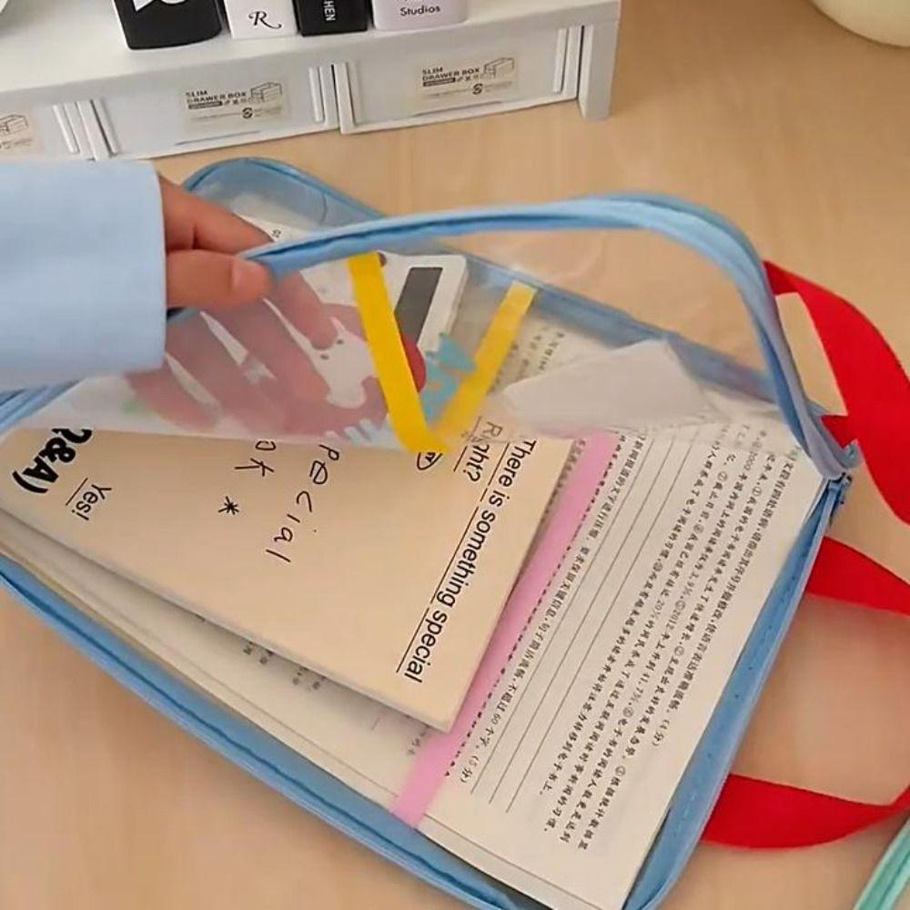 Transparent Test Paper Storage Bag Multifunctional File Folder Bag Cartoon File Bag Kids