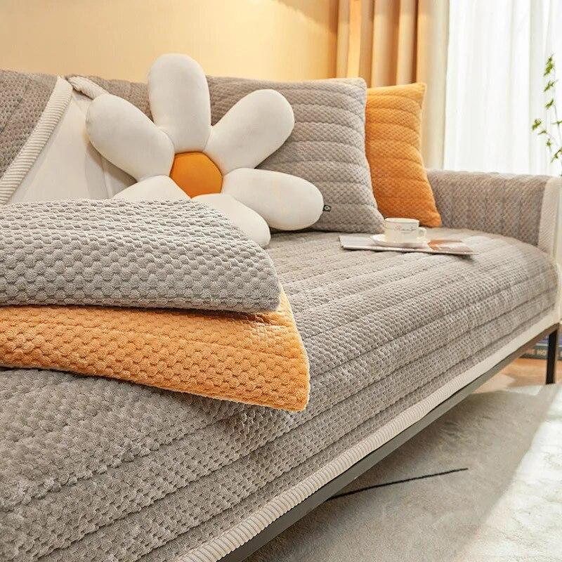 Thick Plush Sofa Covers Woven Fabric Non-slip Winter Warm Sofa Mat Slipcover Sofa Towel Couch Cushion for Room Home Mattress