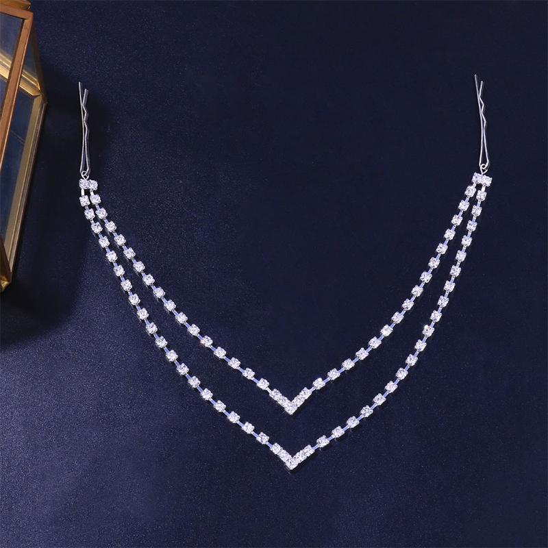 Stonefans Boho Простые заколки для волос со стразами Невеста Свадебный головной убор Модный головной убор Двойные слои Новая очаровательная цепочка для волос для девочек