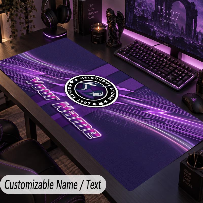 Large Mouse PadMelbourne Storm Custom Name Text Personalized Desk Mat Non Slip Gaming Pad