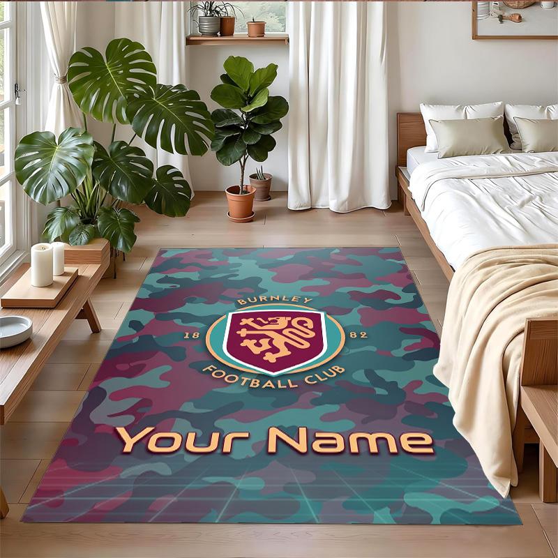 Crystal Velvet Rug Custom Name Text, Soft Non Slip Floor Mat Home DecorBurnley Football