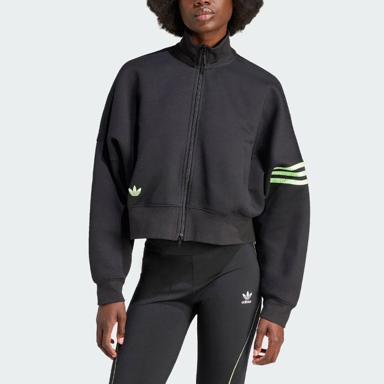 Adidas Оригинальная спортивная свободная куртка Neuclassics Track Top Color Block, женская куртка черного цвета IU2505