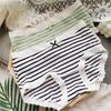 Women Briefs Wrap Hip Comfort Underwear Elastic Large Striped Navy Low-rise Panties