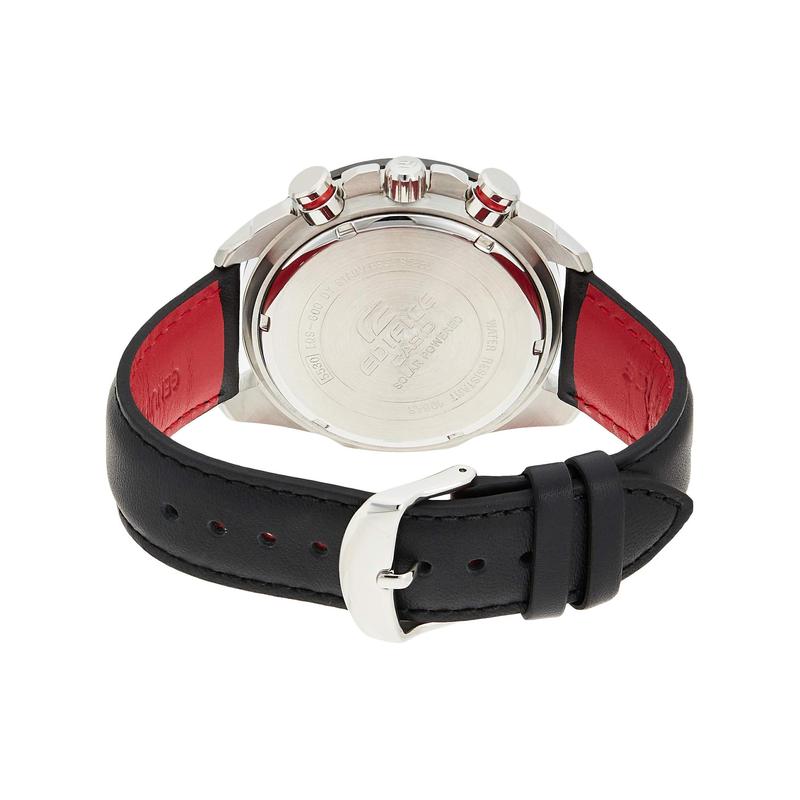 Casio Серия EDIFICE, водозащита 100 метров, кварцевый механизм на солнечной батарее, кожаный ремешок, японские и корейские часы, мужские часы, черный циферблат EQS-600BL-1A