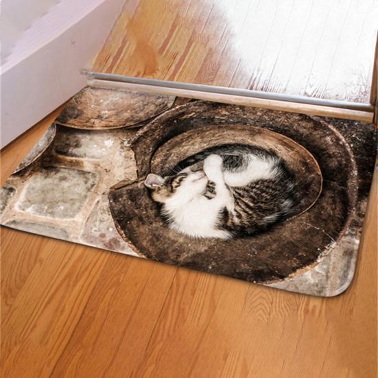 Дверной коврик противоскользящий 3D коралловый бархатный коврик с рисунком кошки и собаки для двери спальни