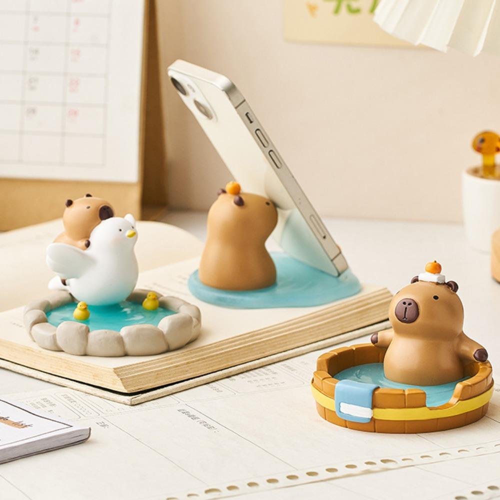 Animal Figurines Capybara Phone Holder Ornament Capybara Model Toy  Phone Accessories