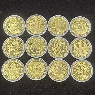 Двенадцать памятных медалей «Созвездие» Золотые монеты «Зубная фея» 12 поделок по знаку зодиака Европейские и американские монеты Монеты «Созвездие счастливого стража»