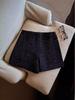 Women's Black Wool A-Line Shorts - 2024 Autumn/Winter Casual Wide-Leg Style