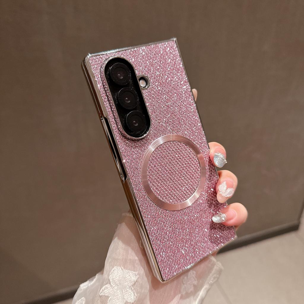 Fashion Magnetic Glitter Leather Case for Samsung Z Fold 8 Ultra 7 6 5 4 3 for Magsafe Shockproof Comfortable Grip Slim Cover