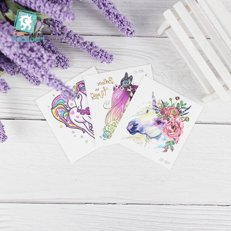 Водонепроницаемые детские забавные наклейки-татуировки с единорогами и животными