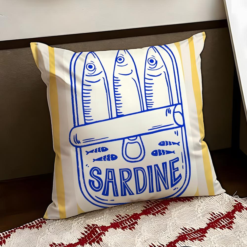 Cartoon SSardine CCan cute Cushion Cover Reversible Soft Durable Pillow Cover Home Car MultiScene Use for Daily Comfort