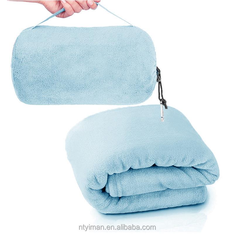 2 in 1 Multifunctional Travel Blanket, Lightweight and Warm, with Drawstring Storage Bag, Suitable for Aircraft and Camping