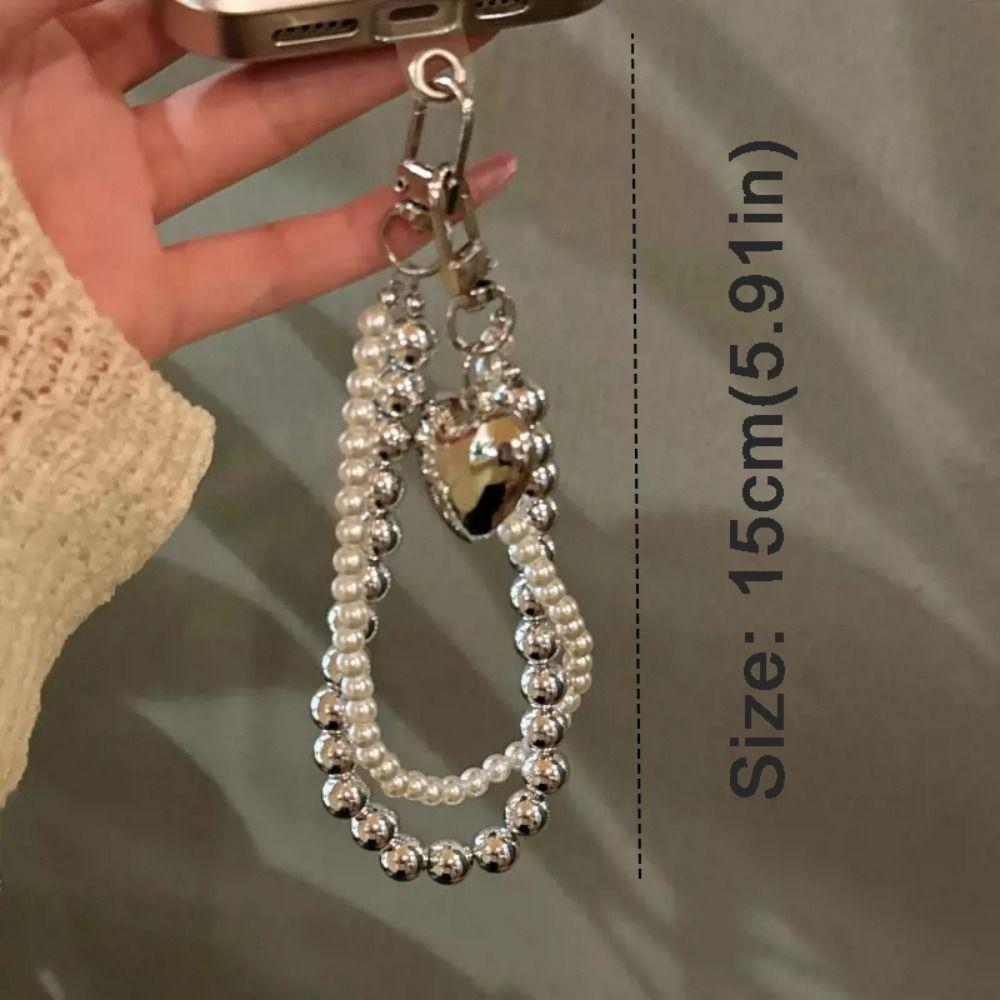 Luxury Pearl Beaded Phone Strap Fashion Wrist Short Rope Phone Charm Chain Phone Accessories