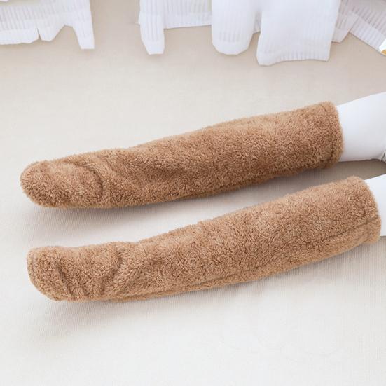 1 пара зимних носков-тапочек из утолщенного кораллового флиса с высокой трубкой, двойное утепление, защита коленных суставов, противоскользящие длинные носки, праздничный подарок, теплые носки для ног