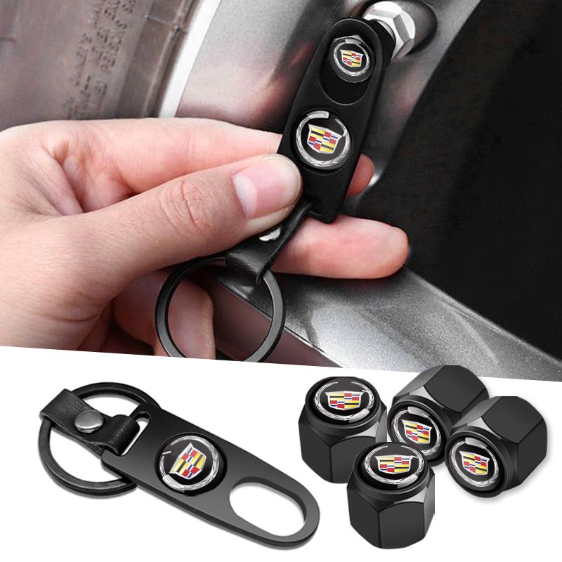 Car Keychain Keyring Tire Valve Cap Car Styling Accessories For Cadillac Logo Escalade CTS ATS SRX XTS XT5 STS CT5 CT6 BLS XLR