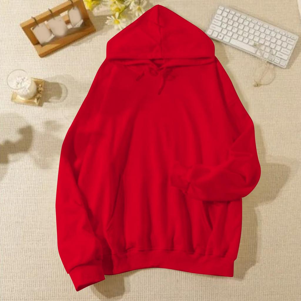 Женская повседневная и модная однотонная теплая рубашка с длинными рукавами и капюшоном, свободная и удобная толстовка