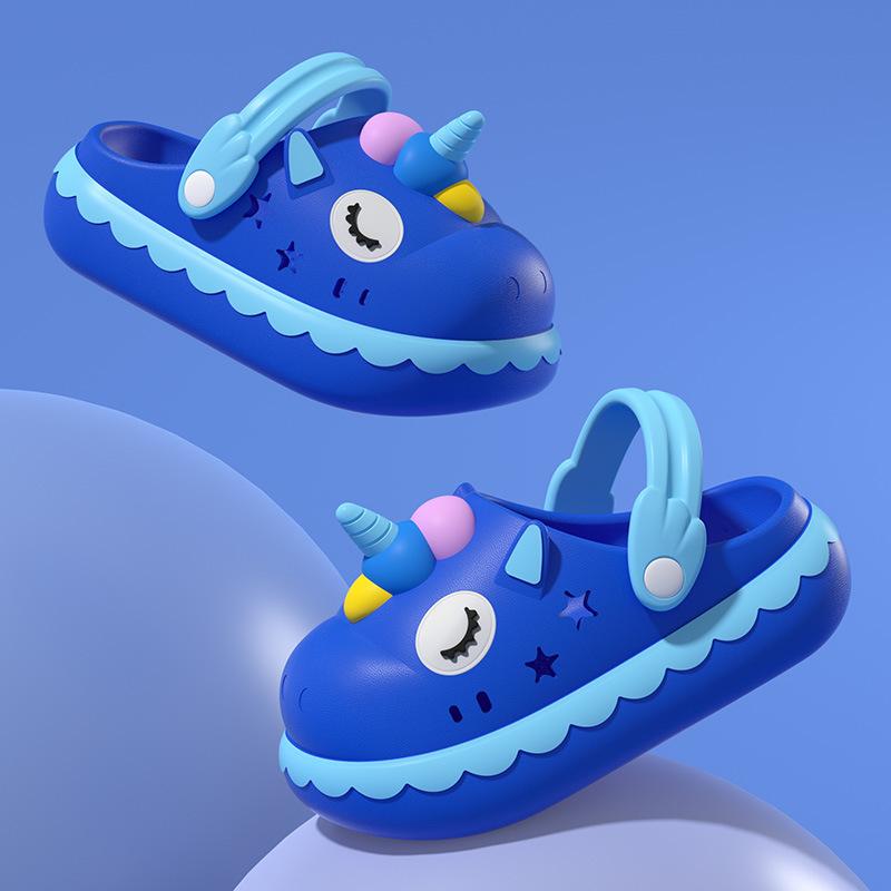 Детские тапочки для девочек-единорогов, летние тапочки для принцессы, милые мультяшные детские тапочки для дома, нескользящие тапочки для девочек с отверстиями