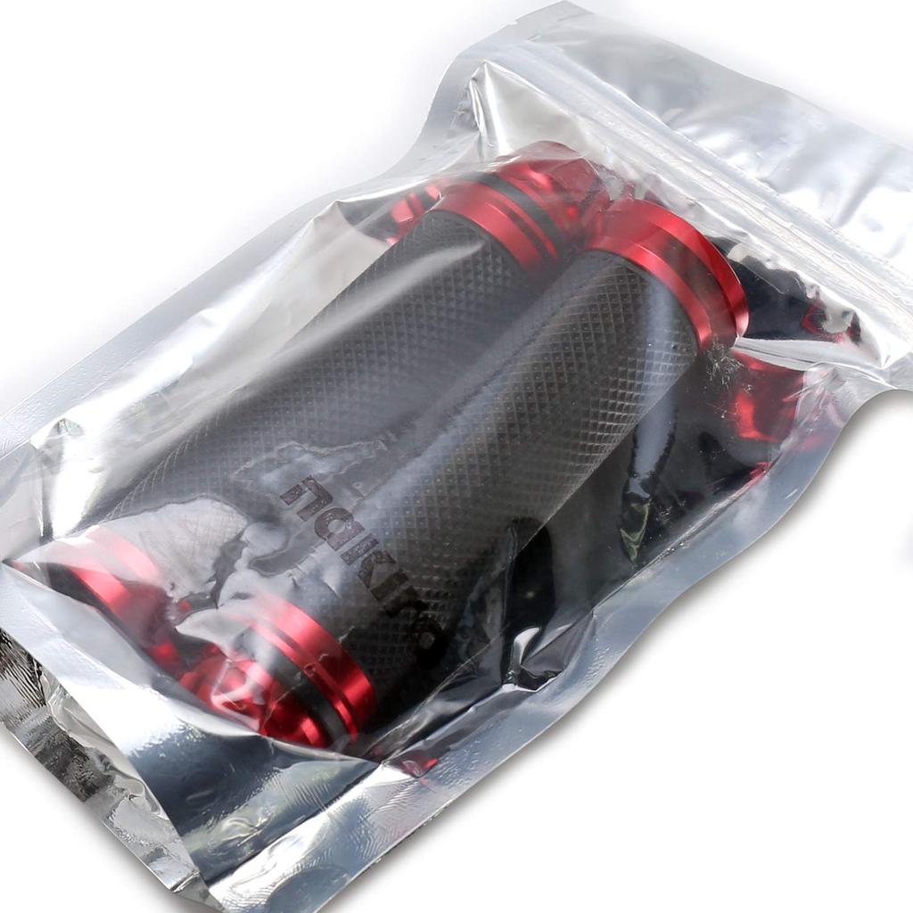 nakira 341 Grip! Bike Grips with Custom Bar End, Aluminum Handle, 0.9 inch (22.2 mm) Diameter, For Motorcycles, (Red)