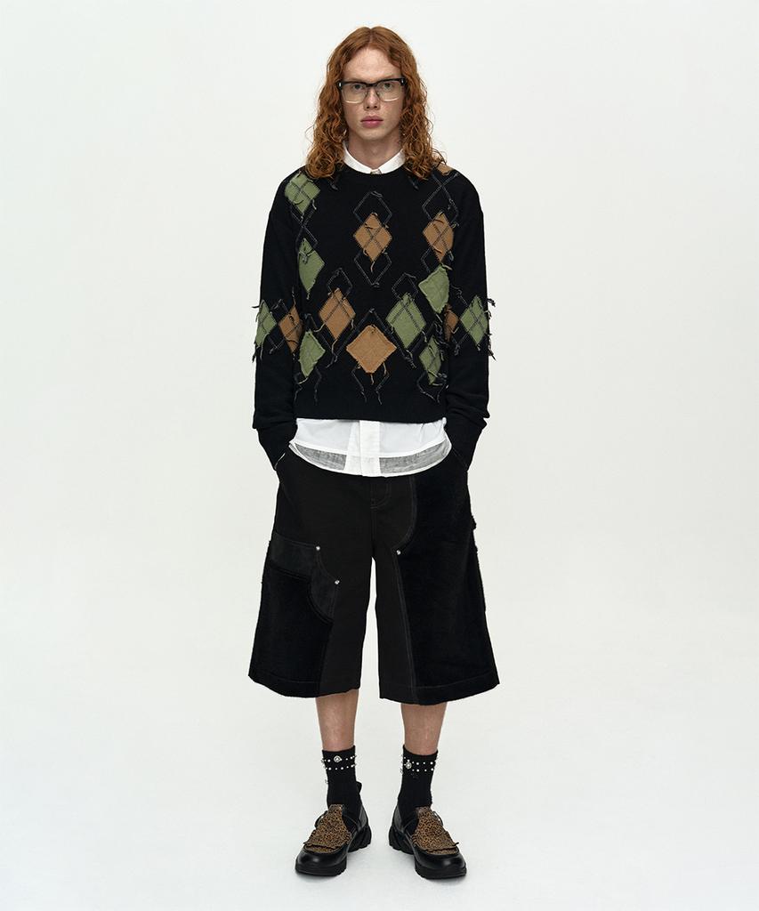 ADSB ANDERSSON BELL Tom Argyle Crew-Neck Sweater Atb1415M(Black)