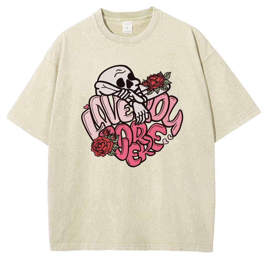 Футболки унисекс с принтом черепа и букв, стираный деним, свободные короткие рукава, простая повседневная одежда летнего дизайна