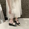 Inner Heightening Bag Head Half-drag Sandals Women Wear Silver Thick-soled Leather Small Size Gentle Thick-heeled Sandals