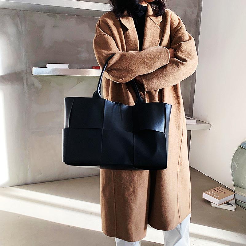 Большая вместительная мягкая сумка-тоут из ПУ для женщин, роскошная дизайнерская сумка, плетеный дизайн, сумки через плечо, женская модная сумочка