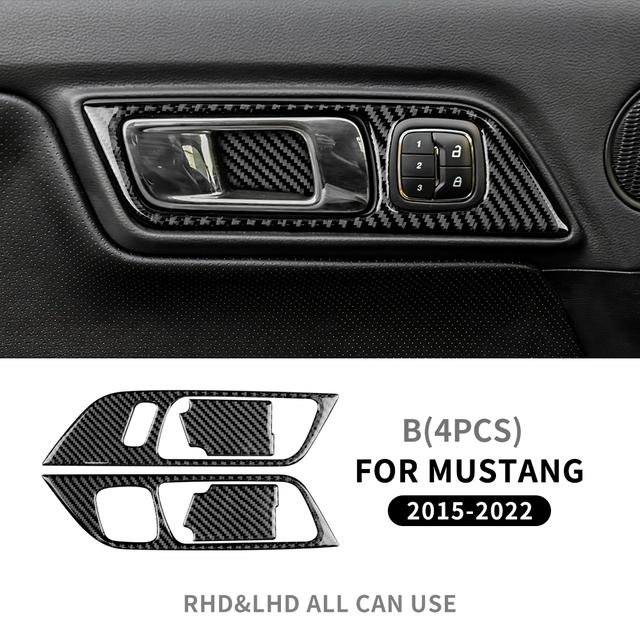 Внутренняя ручка двери автомобиля из углеродного волокна, наклейка на рамку дверной чаши для Ford Mustang 2015-2022, аксессуары для интерьера