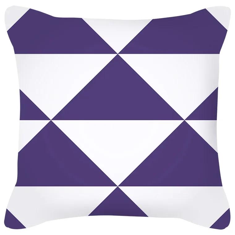 Чехол для подушки с геометрическим узором, сине-серая подушка, обитый диван, домашний декор