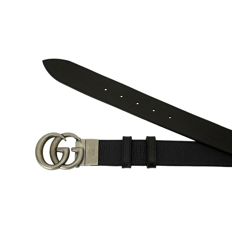 GUCCI Gucci GG Marmont double G logo style buckle metal cow leather belt men and women same style couple style width 3.7cm 627055-CAO2N-1062