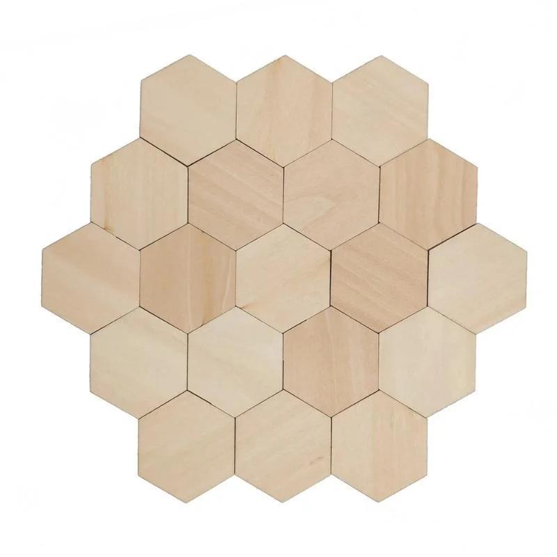 50/100 шт. Шестигранные пустые деревянные щепки Незаконченная деревянная тарелка Декоративное искусство Ремесла DIY Изготовление свадебных бирок Рождественские пустые подарки