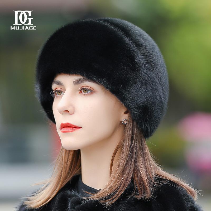 Мех норки, цельный мех норки, соломенная шапка, зимнее тепло для детей, мода для мам среднего и пожилого возраста, зимний универсальный цилиндр из меха норки