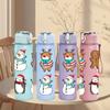 1PC Gingerbread Man Xmas Print 750ml Color Plastic Sports Water Bottle Leakproof Flip Straw Lid Suitable for Sports Office Home Use
