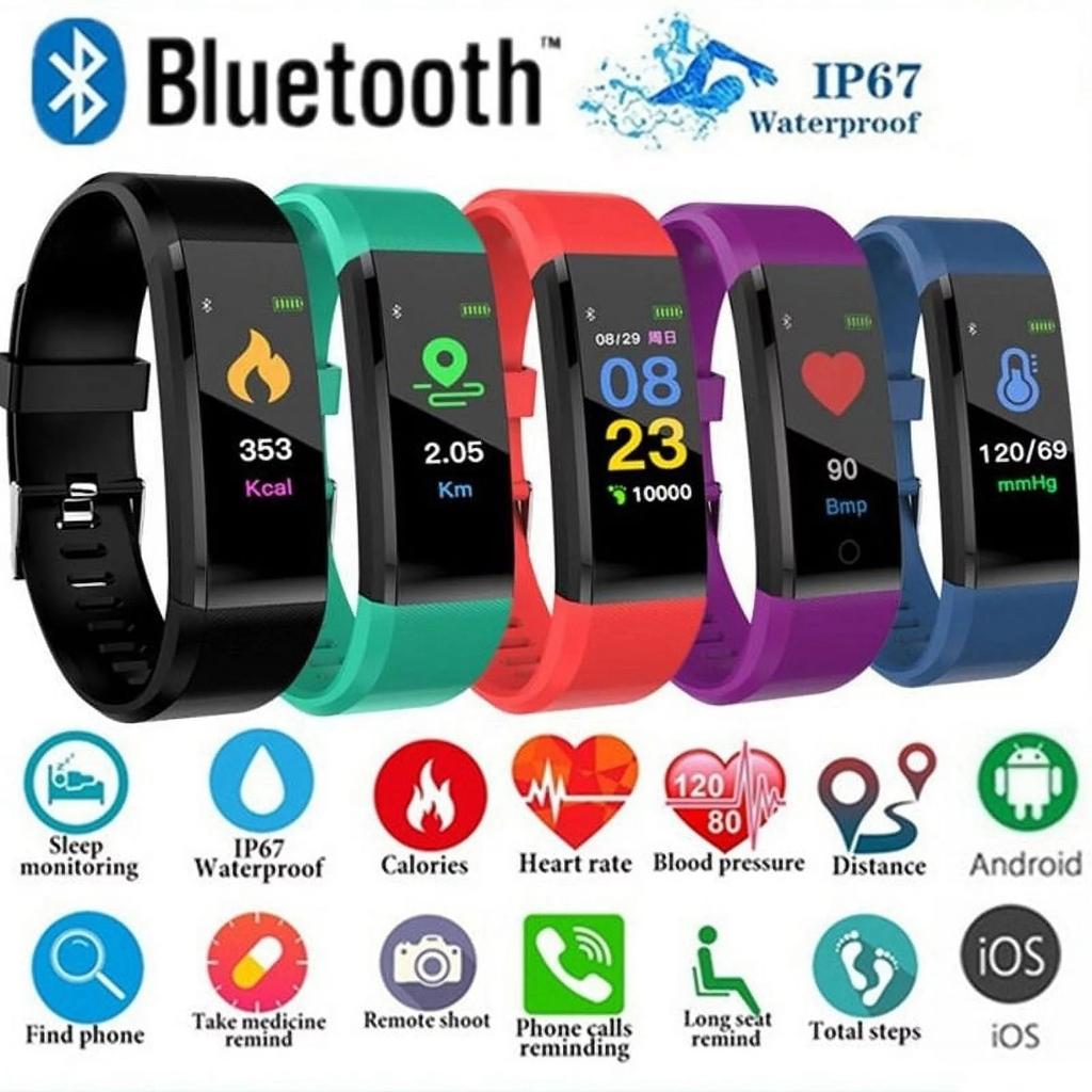 Waterproof NFC Smart Bracelet Sleep Detection Heart Rate Blood Pressure Blood Oxygen Sports Pedometer Watch