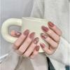 Искусственные ногти ручной работы Misty Rose Cat Eye Short Fake Nail Set With Glue Многоразовые и съемные накладные ногти