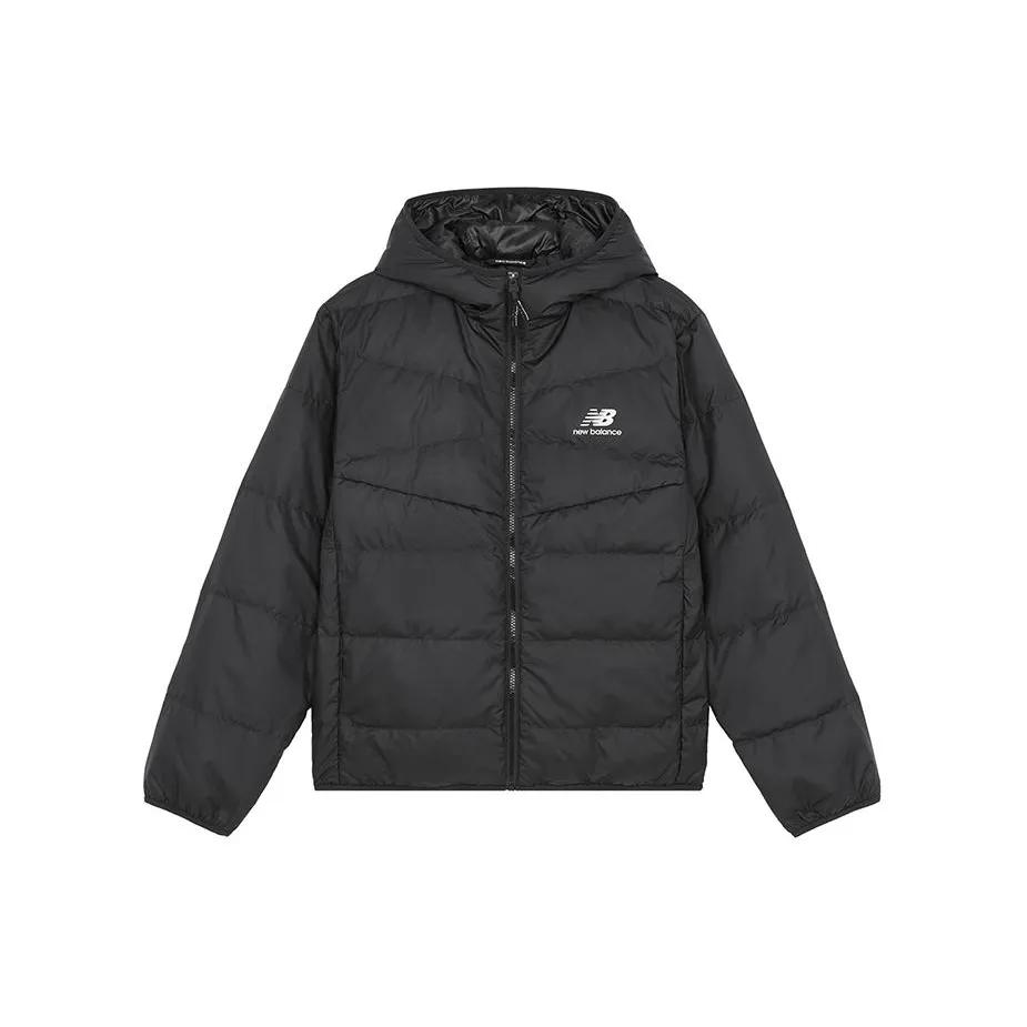 New Balance Casual Down Jacket Down Jackets Men's Black Hooded Moderate Quilted Down Jacket (Unisex) Down Jackets AMJ13338 BK