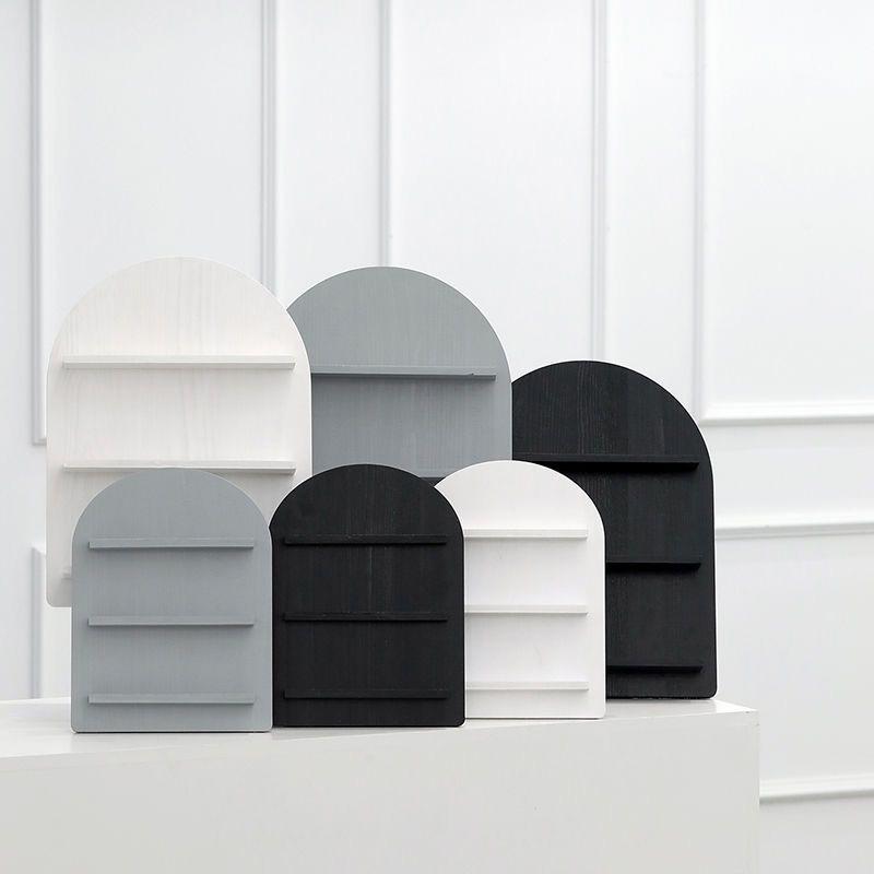 1шт деревянный органайзер для косметики белый скандинавский стиль многослойный минималистский черный серый полка для ванной комнаты дерево