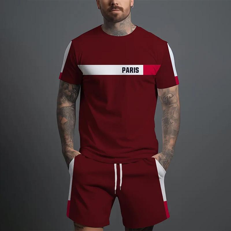 Новая мужская модная спортивная одежда, летняя повседневная одежда, мужская футболка с короткими рукавами и шорты, быстросохнущий базовый комплект из двух предметов